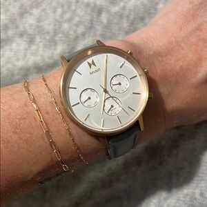 MVMT rose gold & stainless steel women’s 38mm Watch with Gray Strap.